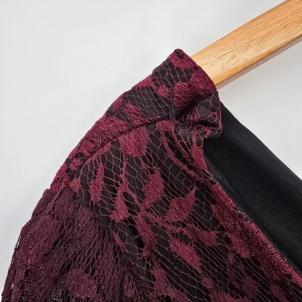 Cybill Stewart Vintage Lace Party Dress Cocktail Fit & Flare Maroon Black 80s - Picture 10 of 13